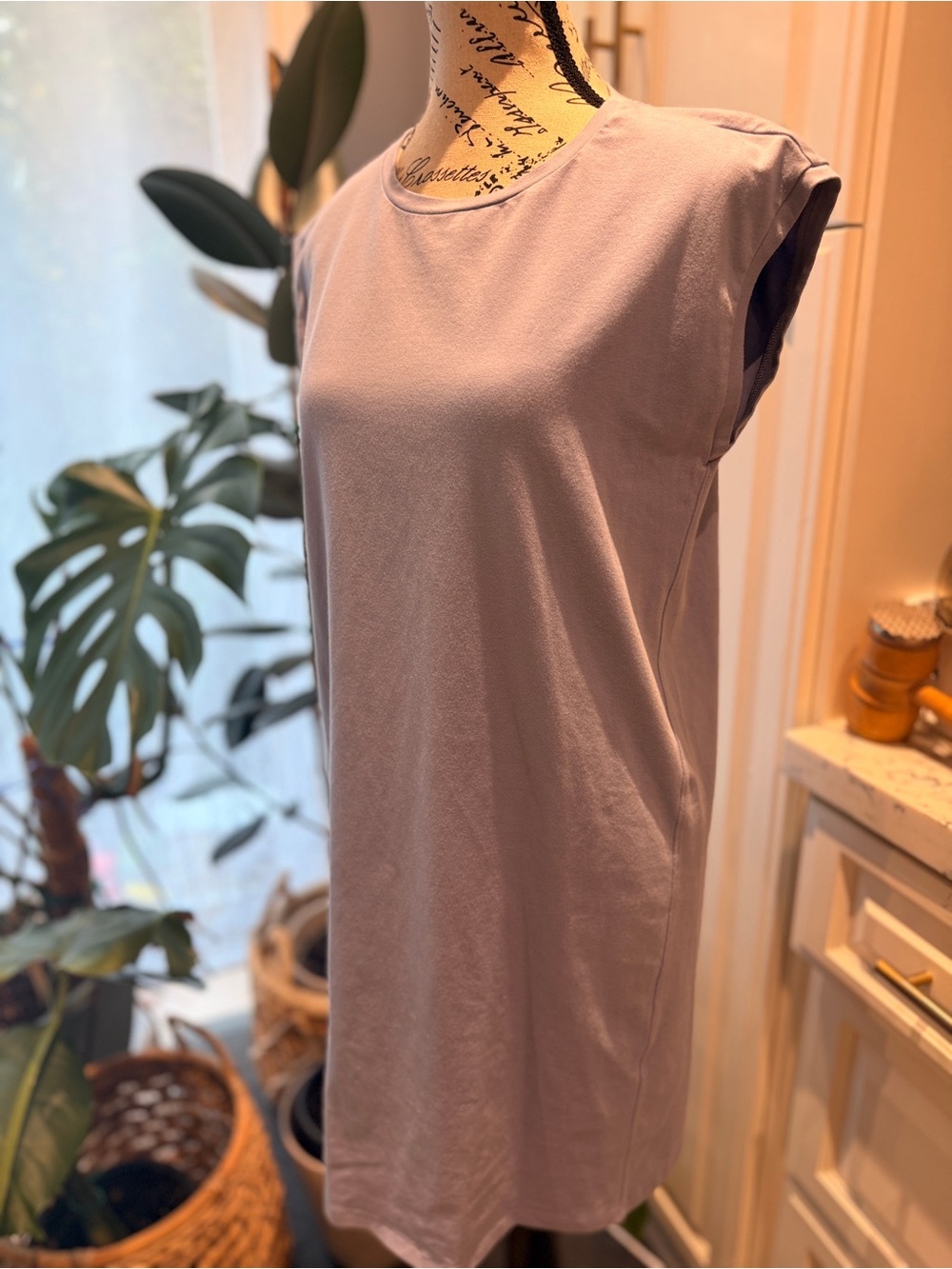 Eileen Fisher Sleeveless Crewneck shirt dress in Soft Lavender - Picture 12 of 14